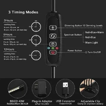 LEOTER LED Grow Light for Indoor Plants - Efficient and Adjustable