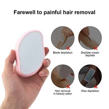 Buwico Crystal Hair Eraser, Crystal Hair Remover for Women and Men, Painless Exfoliation Hair Removal Tool for Arms Legs Back, Magic Hair Eraser (Pink)