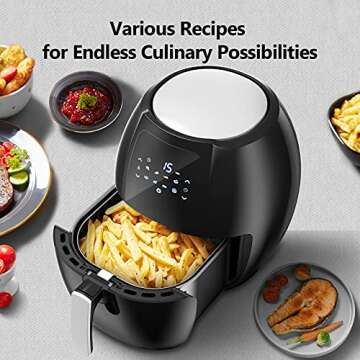 Air Fryer 7.4 QT Large Capacity with 7 in 1 Menus LED Touch Screen Adjustable Time/Temp Control Air ...