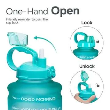 Elvira Large 1 Gallon/128 oz Motivational Time Marker Water Bottle with Straw & Protective Silicone Boot, BPA Free Anti-slip Leakproof for Fitness, Gym and Outdoor Sports-Green/Purple Gradient