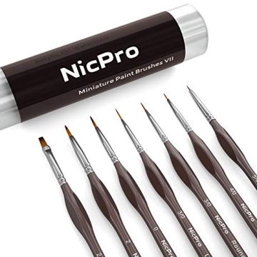 Nicpro Micro Detail Paint Brush Set - 7 PCS Tiny Miniature Paint Brushes, Fine Detail Painting Brush...