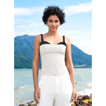 MIHOLL Corset Tops for Women Sleeveless Tank Tops Contrast Casual Summer Slim Fit Tank Shirts(White,...