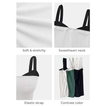 MIHOLL Corset Tops for Women Sleeveless Tank Tops Contrast Casual Summer Slim Fit Tank Shirts(White, Large)