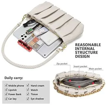 KingTo Shoulder Dumpling Purse Handbag for Women Fashion Crossbody Tote Bag Soft Clutch Pouch Bag