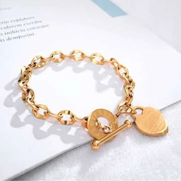 Kelistom Love Heart Charm Bracelet for Women Gift