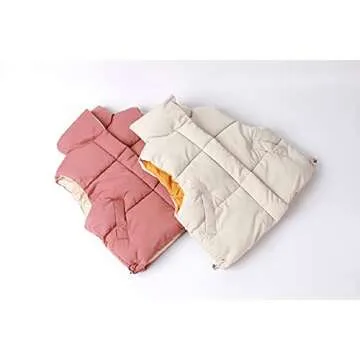 EISHOW Kids Toddler Baby Girl Boy Vest Sleeveless Waistcoat Warm Puffer Jacket Outwear with Zipper Snowsuit Winter Coat (Beige,12-18 Months,12 Months,18 Months)