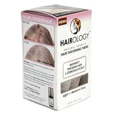Hairology Hair Building Thickening Fibers, Gray, 0.2 Ounce, Light to Medium Gray