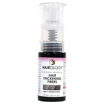 Hairology Hair Building Thickening Fibers, Gray, 0.2 Ounce, Light to Medium Gray