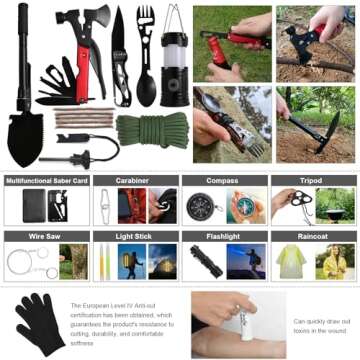 Survival Kit, 290Pcs Survival Gear First Aid Kit Emergency Tent, Camping Essentials Emergency Kit Ac...