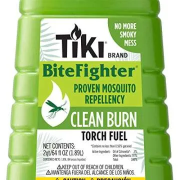 TIKI Clean Burn Torch Fuel, 64 oz, Smokeless & Low-Soot Citronella Fuel, Mosquito Repellent, Plant-B...