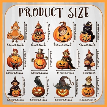 Huwena 36 Pcs Halloween Wood Ornament for Tree Vintage Halloween Ornaments Wooden Halloween Hanging Decorations Pumpkin Witch Black Cat Wood Cutouts with Ropes for Home Party Decor (Black Cat)