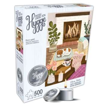 500 Piece Puzzle for Adults Hygge Collection Cozy Fireplace by Olivia Gibbs Blueboard Puzzle Jigsaw + Bonus Candle KI Puzzles from Playview