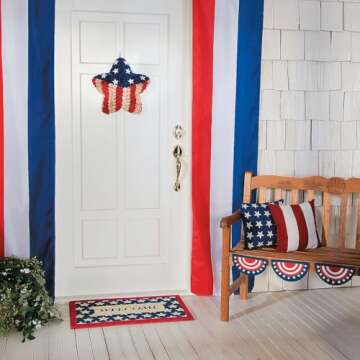 Fun Express 14" x 14" Patriotic Stars and Stripes Decorative Pillow Set, 2 Piece, American and Ameri...