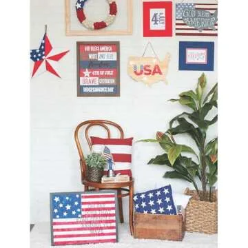 Fun Express 14" x 14" Patriotic Stars and Stripes Decorative Pillow Set, 2 Piece, American and Americana Decor, Great for Memorial Day, 4th of July, Veterans Day and Any Patriotic Event