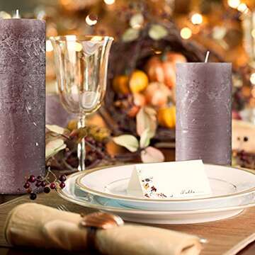 SPAAS Rustic Taupe Pillar Candles Set of 4 - Clean Burning