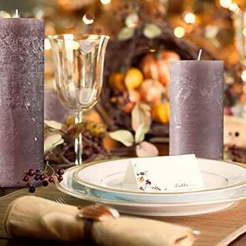 SPAAS Rustic Taupe Pillar Candles Set of 4 - Clean Burning