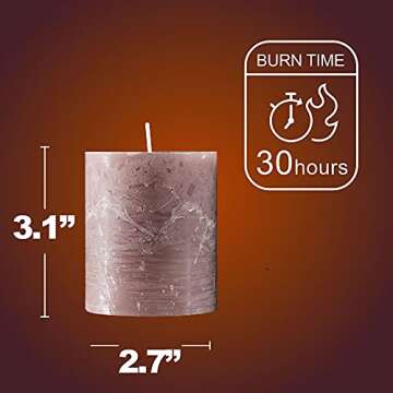 SPAAS Rustic Taupe Pillar Candles Set of 4 - Clean Burning