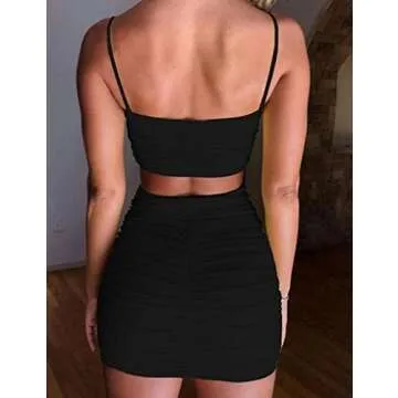 Chic Women's Summer 2 Piece Cami Crop Top & Skirt