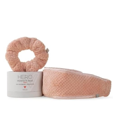 VOLO Cloud Pink Spa Headband & Scrunchie Set | Ultra Soft Towel Hair Accessories for Makeup and Self...