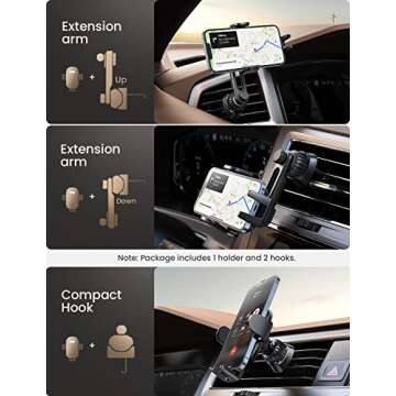 LISEN Cell Phone Car Mount for iPhone [Enjoy Never Blocking], Universal Car Phone Holder Vent Phone ...