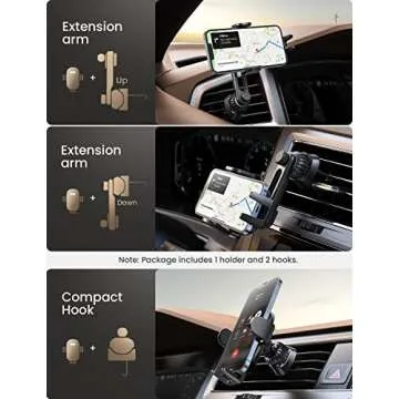 LISEN Cell Phone Car Mount for iPhone [Enjoy Never Blocking], Universal Car Phone Holder Vent Phone ...
