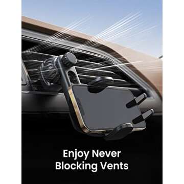 LISEN Cell Phone Car Mount for iPhone [Enjoy Never Blocking], Universal Car Phone Holder Vent Phone Mount for Car [2 Hook Kit] Hands Free Phone Car Mount Fits iPhone 16 15 Pro Max Plus Samsung