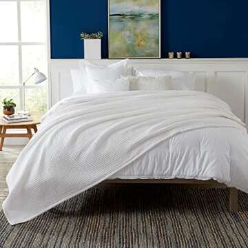 100% Cotton Waffle Weave Bed Blanket | Soft, Breathable, and Lightweight Blanket for All-Season | Pe...