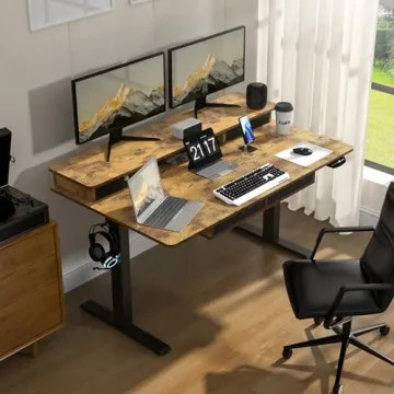 ExaDesk Electric Standing Desk with 4 Drawers and Adjustable Height