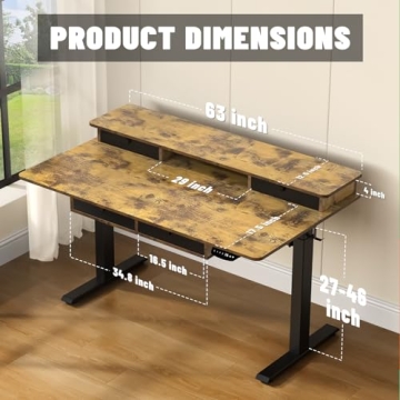 ExaDesk Electric Standing Desk with 4 Drawers and Adjustable Height