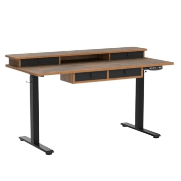 ExaDesk Electric Standing Desk with 4 Drawers and Adjustable Height
