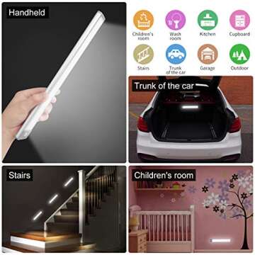 LED Motion Sensor Cabinet Light,Under Counter Closet Lighting, Wireless USB Rechargeable Kitchen Night Lights,30-LED Battery Powered Operated Light,Uniform Light for Wardrobe,Closets,Cabinet,Cupboard