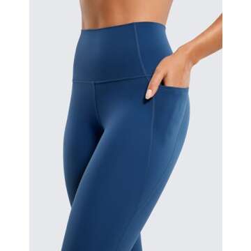 CRZ YOGA Womens Butterluxe Workout Leggings 25 Inches - High Waisted Gym Yoga Pants with Pockets Buttery Soft French Navy Small