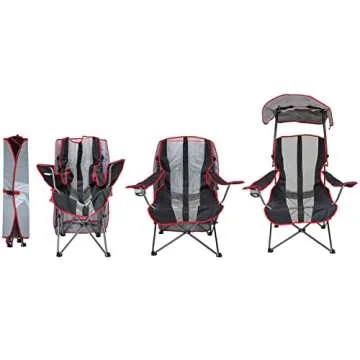 Kelsyus Original Foldable Canopy Chair for Camping, Tailgates, and Outdoor Events, Grey/Red