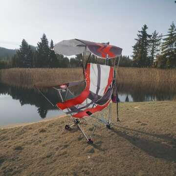 Kelsyus Original Foldable Canopy Chair for Camping, Tailgates, and Outdoor Events, Grey/Red