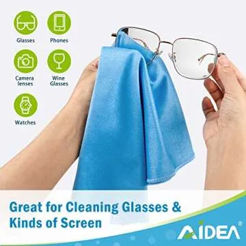 AIDEA Microfiber Glass Cleaning Cloths-8PK, Lint Free Streak Free Cleaning Towels, Quickly Clean Windows, Glass, Mirrors, Windshields, Stainless Steel, Lint-Free Window Cloth Blue-16”×14”