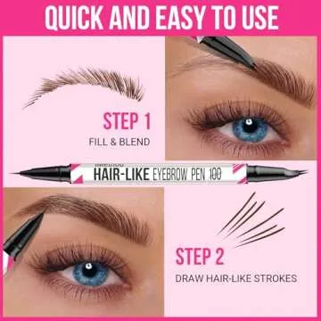 iMethod Curved Eyebrow Pen - Eyebrow Pencil, Brow Pencil 2-in-1 Dual-Ended Microblading Eyebrow Pen with Curved Tip and Precise Brush-Tip for Natural Hair-Like Brows, Last All-Day, Light Brown