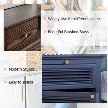 homdiy 25 Pack Cabinet Knobs Gold Brushed Brass Dresser Drawer Knobs Kitchen Cabinet Hardware