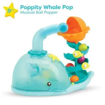 B. toys- B. play- Musical Whale Ball Popper with Lights – Developmental Sensory and Fine Motor Development- Baby Toy with 5 Balls- Babies, Toddlers- Poppity Whale- 9 months +