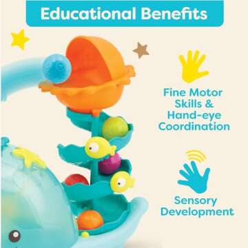B. toys- B. play- Musical Whale Ball Popper with Lights – Developmental Sensory and Fine Motor Development- Baby Toy with 5 Balls- Babies, Toddlers- Poppity Whale- 9 months +