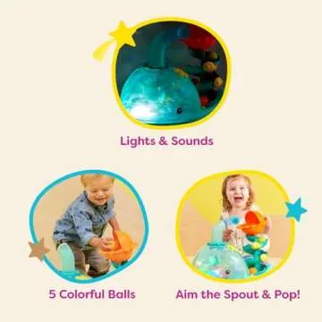 B. toys- B. play- Musical Whale Ball Popper with Lights – Developmental Sensory and Fine Motor Development- Baby Toy with 5 Balls- Babies, Toddlers- Poppity Whale- 9 months +