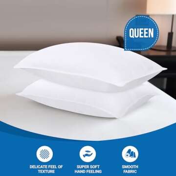 Utopia Bedding Bed Pillows for Sleeping (White), Queen Size, Set of 2, Hotel Pillow, Cooling Pillows...