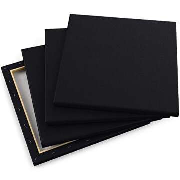 Arteza Black Stretched Canvases 12x12 in Pack of 8