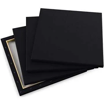 Arteza Black Stretched Canvases 12x12 in Pack of 8