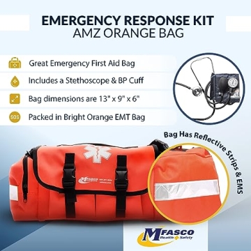 MFASCO First Aid Kit - Fully Stocked Portable Emergency Bag