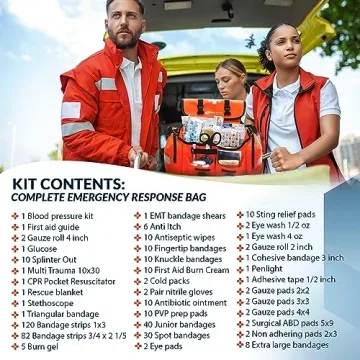 MFASCO First Aid Kit - Fully Stocked Portable Emergency Bag