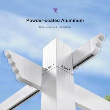 PURPLE LEAF Pergola Retractable Canopy White Pergola Gazebo Patio Metal 10'X 12' Pergola with Outdoor String 24FT Bulbs String Lights for Backyard Deck Garden, Grey