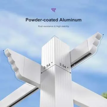 PURPLE LEAF Pergola Retractable Canopy White Pergola Gazebo Patio Metal 10'X 12' Pergola with Outdoor String 24FT Bulbs String Lights for Backyard Deck Garden, Grey