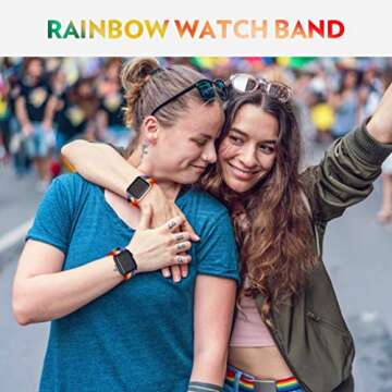Bandmax Compatible with Rainbow LGBT Apple Watch Bands 38MM 40MMN Nylon Fabric Cloth Sport Straps Women Men Gay Pride Replacement Wristband Accessories Compatible with iwatch Series 7/6/5/4/3/2/1