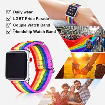 Bandmax Compatible with Rainbow LGBT Apple Watch Bands 38MM 40MMN Nylon Fabric Cloth Sport Straps Women Men Gay Pride Replacement Wristband Accessories Compatible with iwatch Series 7/6/5/4/3/2/1