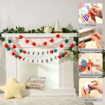Giant Friendship Bracelet Garland with 50 Plastic Balls,24 PCS Foam Circles for Crafts Kit, Create V...